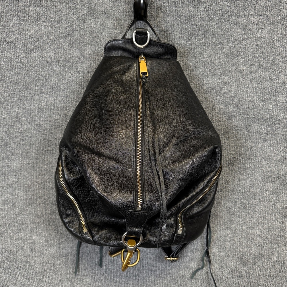 Rebecca Minkoff Julian Backpack Black Pebbled Leather Purse Large